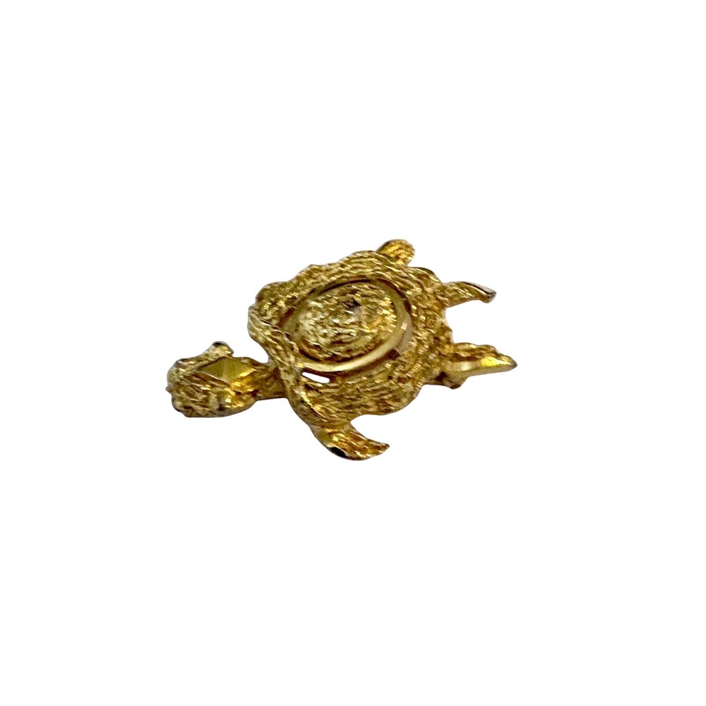 Vtg Crown Trifari Turtle Brooch Gold Textured Vintage Sea Turtle Pin